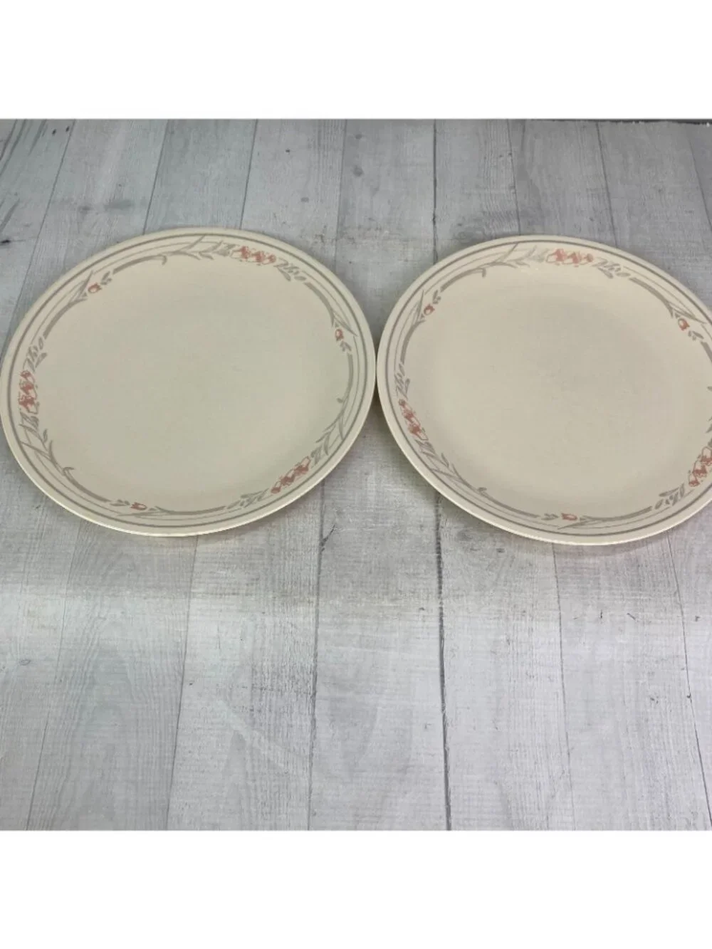 80's Corelle By Corning ROSE Tulip Pink Flowers Sandstone Dinner Plates Set of 6
